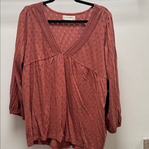 Lucky Brand Terracotta Lace Blouse